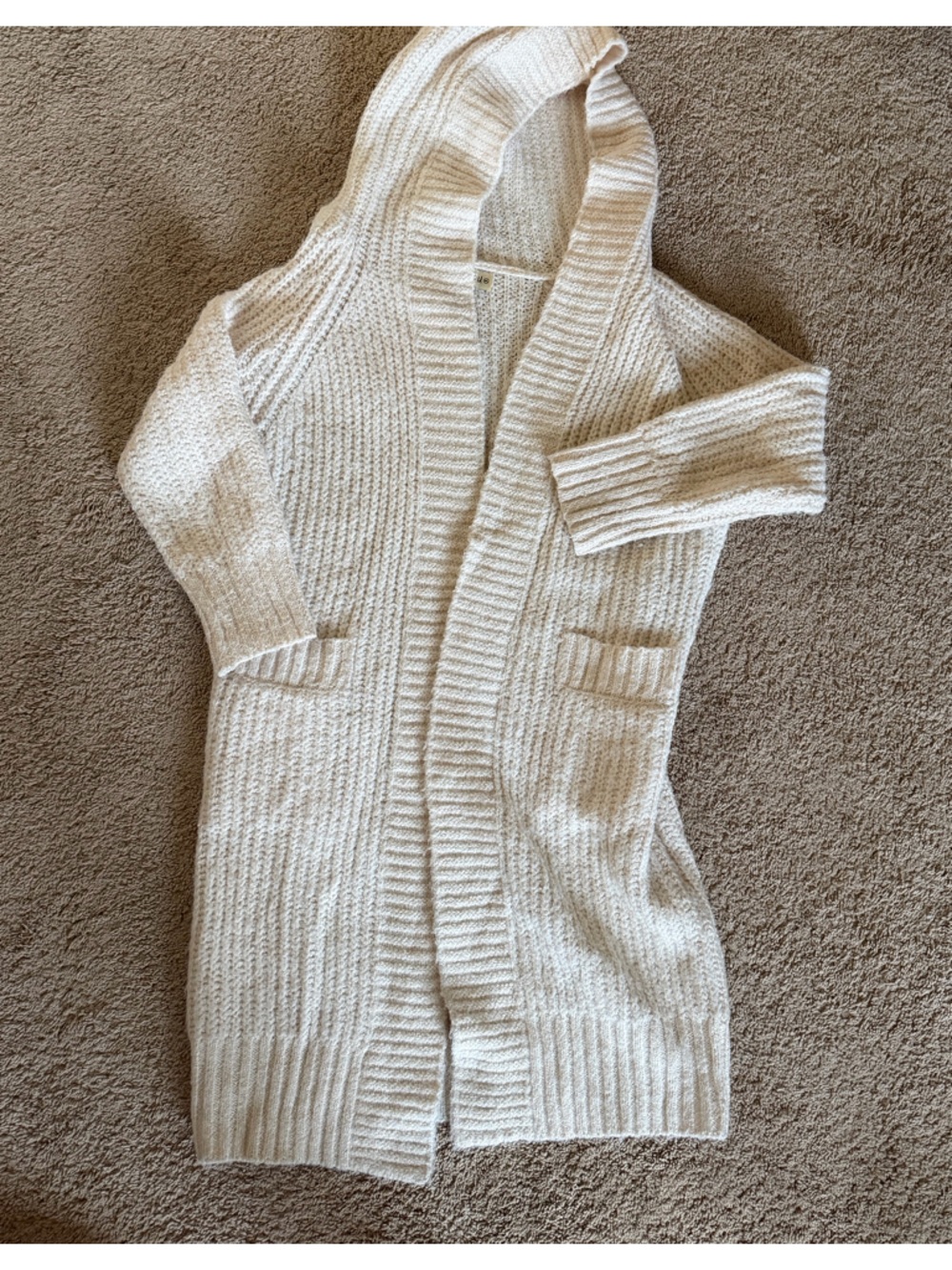 Off-the-Shoulder Cozy Open-Front Sweater Cardigan - Cream
